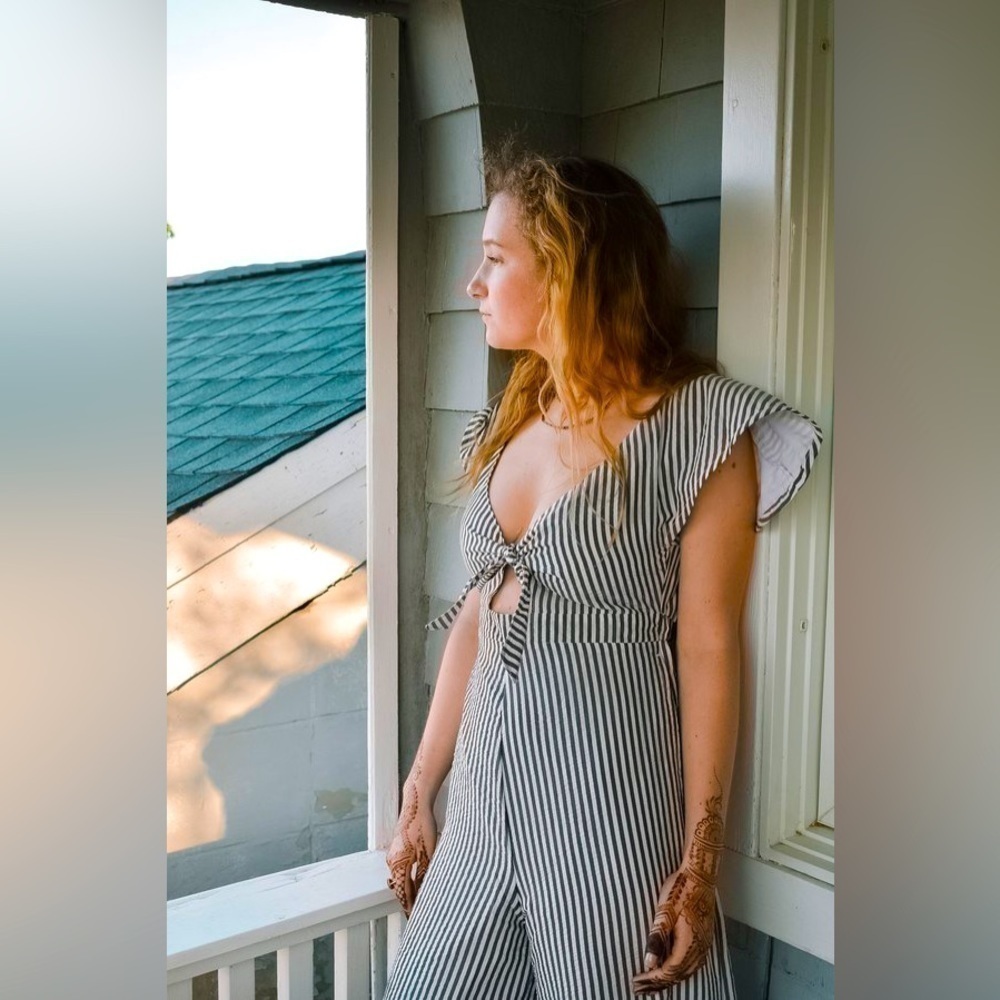 CONRADO Johanna Jumpsuit Grey White Stripe XS
